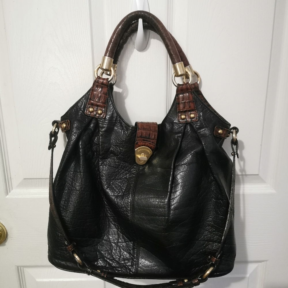 Vintage Brahmin black & brown leather purse, great condition